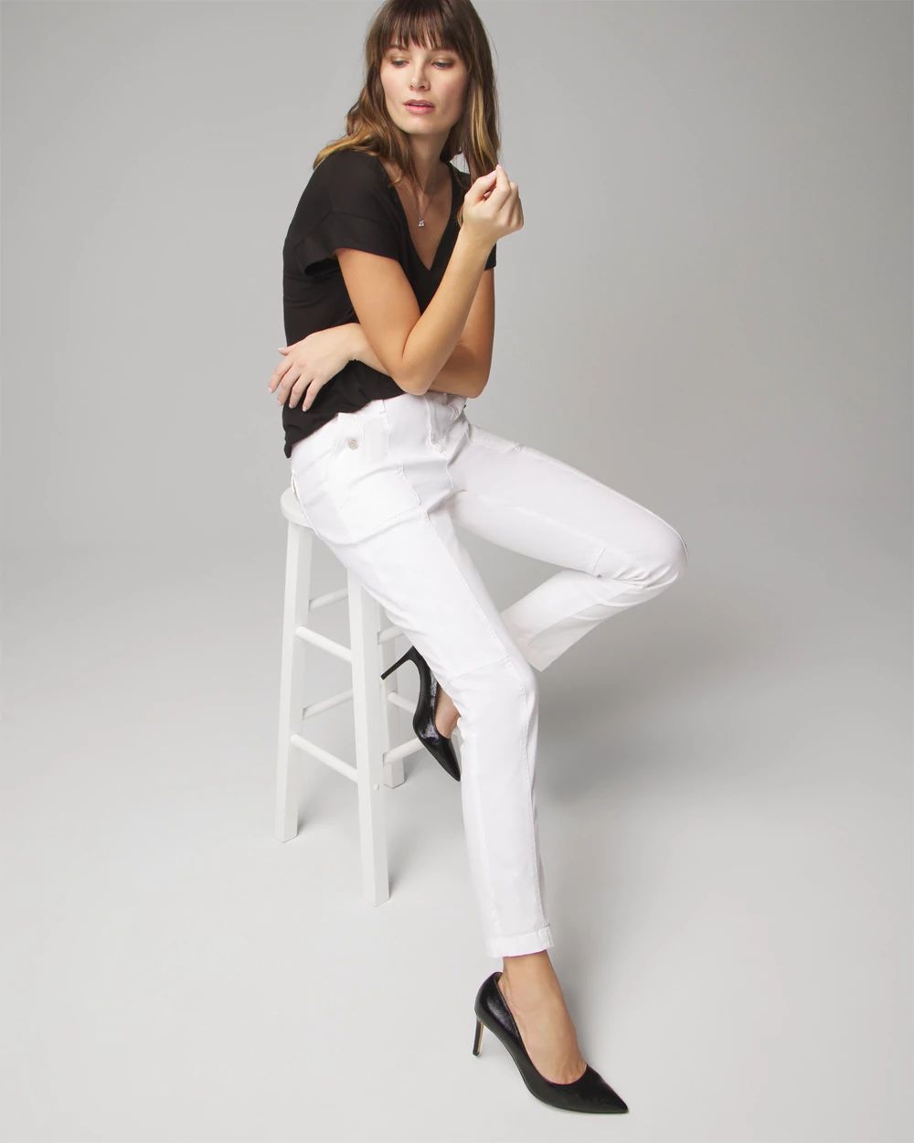 White slim deals ankle pants